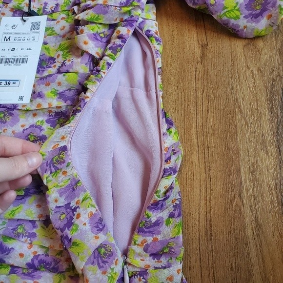 NWT Zara Purple Floral Mini dress - Picture 15 of 16